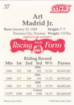 1993 Jockey Star #37 Art Madrid Jr. Back